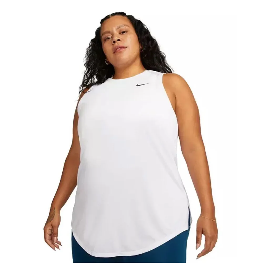 12. Nike NWT Dri-fit Curvy Size Racerback Curved-Hem Tank Top White/Black